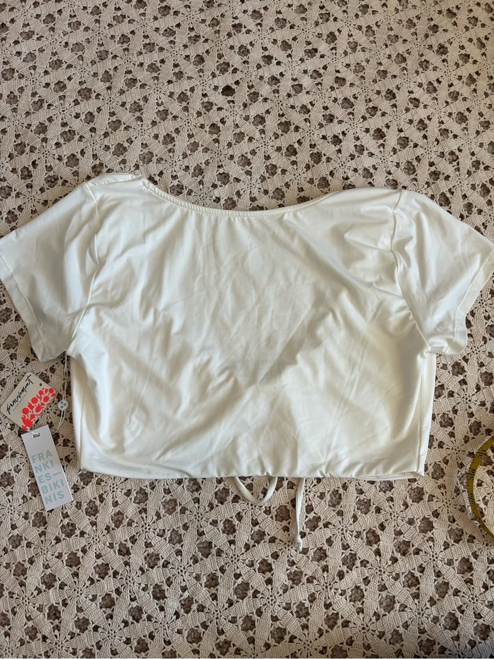 Frankie’s Bikinis Ziggy Swim Top White Size Large NWT